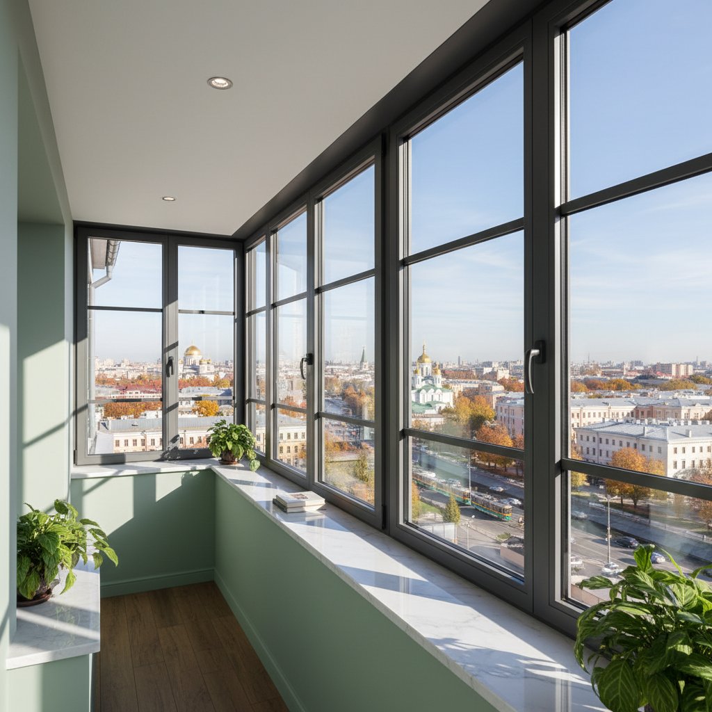 Остекление балкона с выносом в Москве