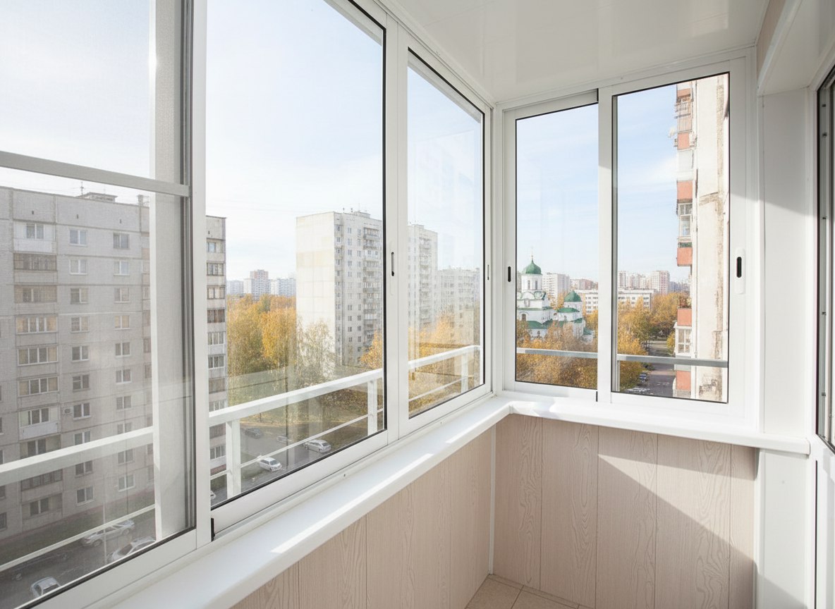 Бюджетное остекление балкона в Москве